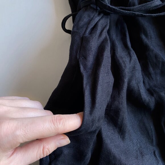 J.Crew 100% Linen Tunic Midi Dress Black Short Button Up Size XS Side Pockets - Picture 8 of 9